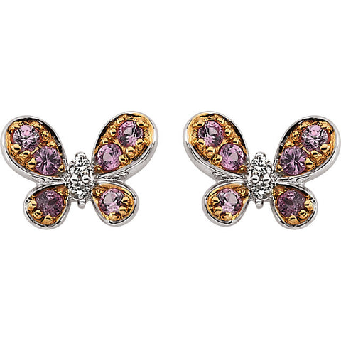Earrings > Butterfly > Sapphire & Diamond > Pink