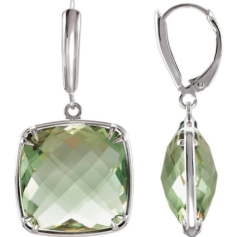 Earrings > Back > Lever > Quartz > Green > Genuine