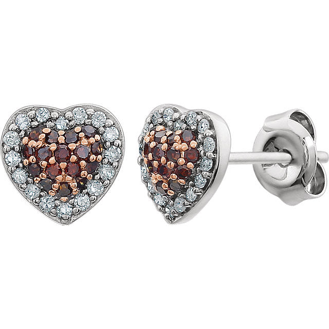 Earrings > Heart > Diamond > Brown > 1/4 CTW