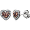 Earrings > Heart > Diamond > Brown > 1/4 CTW