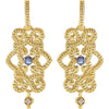 Earrings > Dangle > Diamond > .03 CTW > & > Tanzanite > Design > Granulated