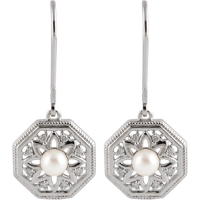Earrings > Diamond > CTW > 9/Pearl & 9 > Cultured > Freshwater