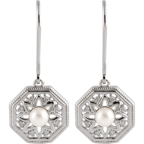 Earrings > Diamond > CTW > 9/Pearl & 9 > Cultured > Freshwater