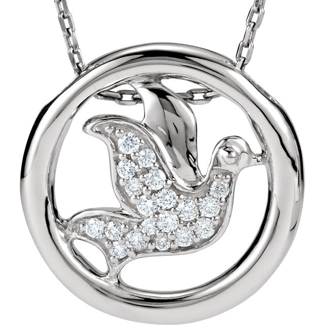Necklace > 18" > Circle > Dove > Diamond > 1/8 CTW