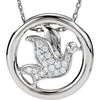 Necklace > 18" > Circle > Dove > Diamond > 1/8 CTW