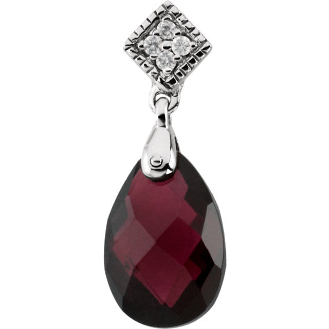 Pendant > Diamond > .04 CTW > & > Garnet > Brazilian