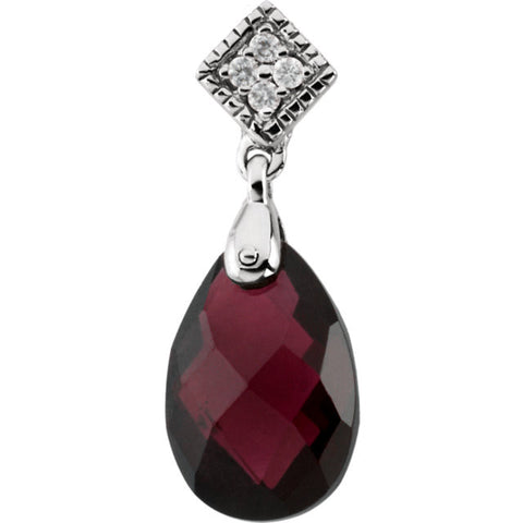 Pendant > Diamond > .04 CTW > & > Garnet > Brazilian
