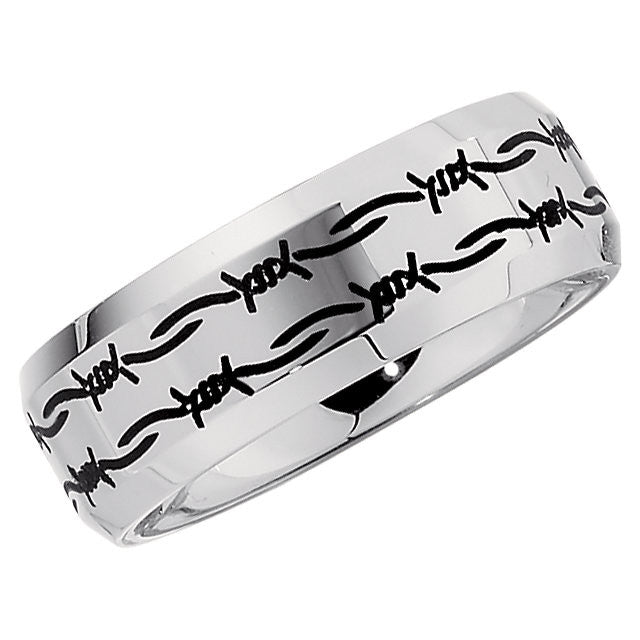 Engraving > Wire" > "Barbed > Laser > Black > with > Band > 8mm