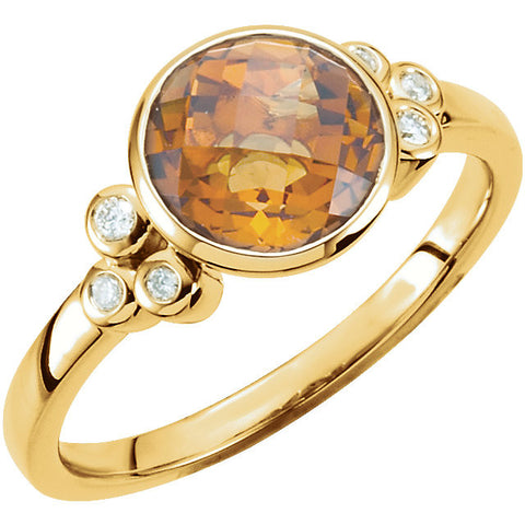 Ring > Citrine & Diamond > Golden > Checkerboard > Genuine