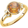 Ring > Citrine & Diamond > Golden > Checkerboard > Genuine