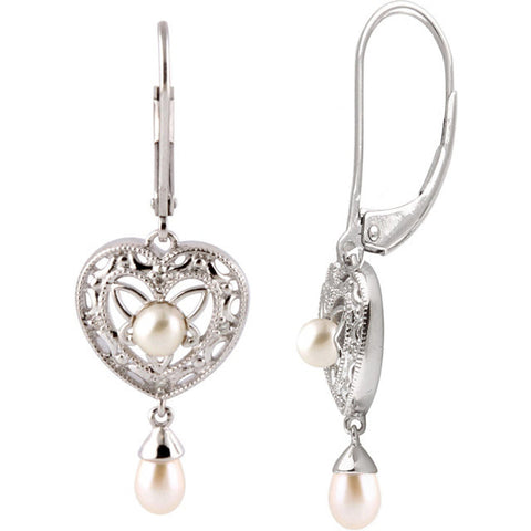 Earrings > Diamond > .04 CTW > & > Pearl > Cultured > Freshwater