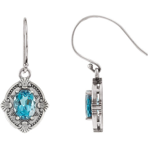Earrings > Topaz > Blue > Swiss > Style > Victorian