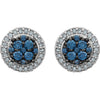 Earrings > Halo > Blue & White > Diamond > 1/2 CTW