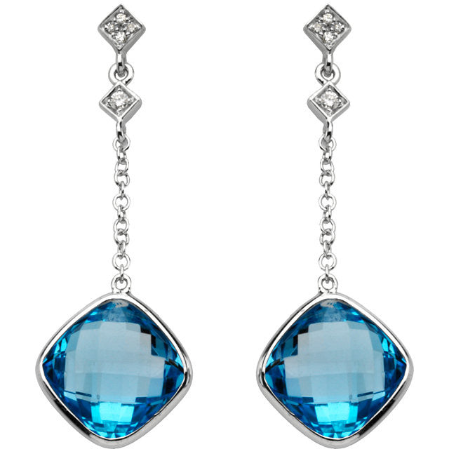 Earrings > Diamond > .05 CTW > & > Topaz > Blue > Swiss