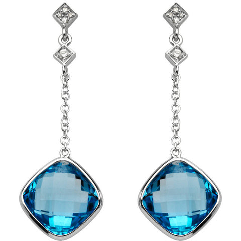 Earrings > Diamond > .05 CTW > & > Topaz > Blue > Swiss