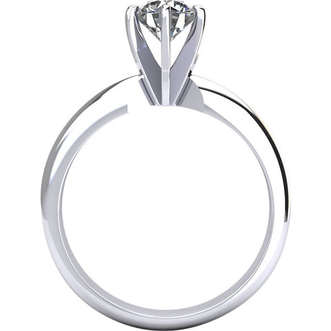 Round Brilliant Cut Solitaire Diamond Engagement Ring w/ 6 Prong Head