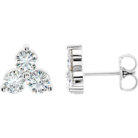 Earrings > Moissanite > Created > 3-Stone