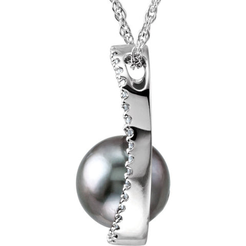 Necklace > Pearl & Diamond > Cultured > Tahitian