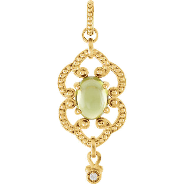 Necklace > 18" > Diamond > .015 CTW > & > Peridot
