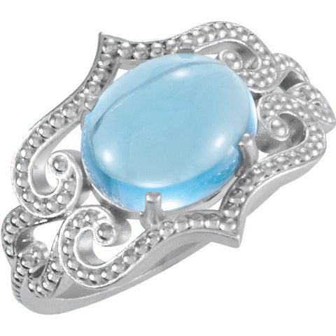 Ring > Topaz > Blue > Swiss > Design > Granulation > 10x8mm