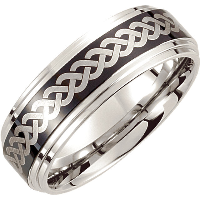 Band > Ridged > Design > Laser > BLack > 8mm