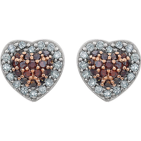 Earrings > Heart > Diamond > Brown > 1/4 CTW