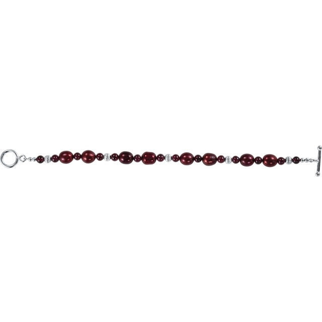 Bracelet > 7.5" > Pearl > Cultured > Garnet & Freshwater > Rhodolite