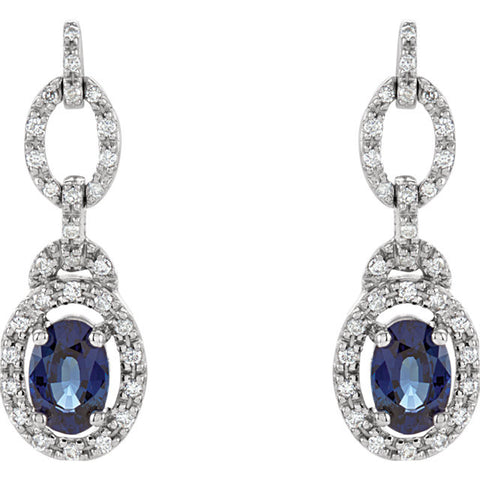 Earrings > Sapphire > Diamond & Blue > 1/4 CTW