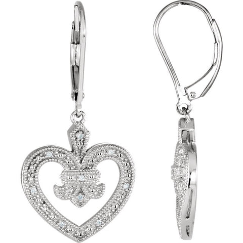 Earrings > Back > Lever > Heart > Diamond > .06 CTW