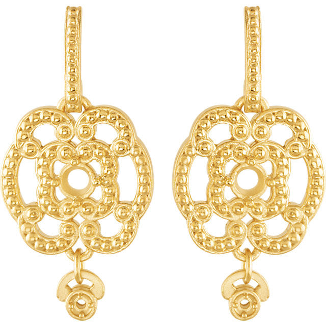 Earrings > Dangle > Diamond > .03 CTW > & > Garnet > Mozambique > Design > Granulated
