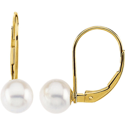 Earrings > Back > Lever > Pearl > Cultured > Akoya > Round > 7mm