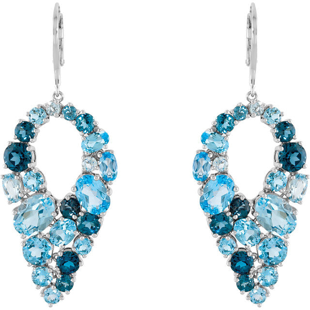 Earrings > Back > Lever > Topaz > Blue > Swiss & London > Sky,