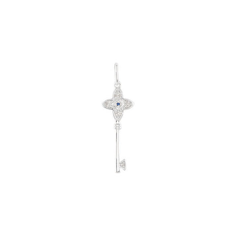 Pendant > Key > Sapphire & Diamond > Ceylon > Genuine