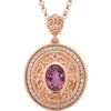 Necklace > 18" > Diamond > CTW > 1/Tourmaline & 1 > Pink > Oval > 8x6mm
