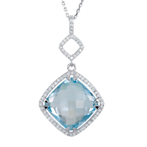 Diamond & Genuine > Dangle > Shape > Square > Antique > Halo-Styled > Topaz > Blue > Sky > Diamond & Genuine > 1/3 CTW