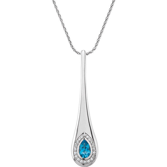 Necklace > 18" > Diamond > CTW > 1/Topaz & 1 > Blue > Swiss