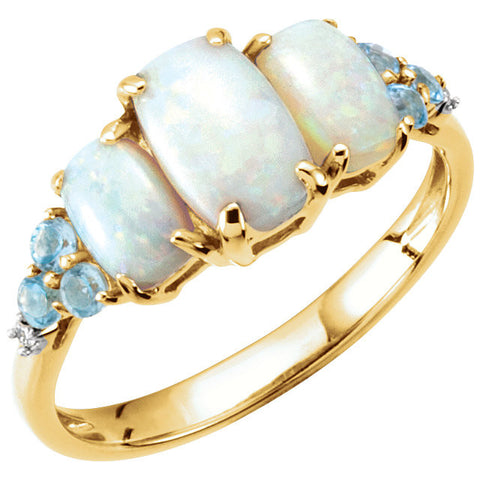 Ring > Topaz & Diamond > Blue > Swiss > Opal, > Genuine