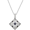 Necklace > 18" > Diamond > .025 CTW > & > Sapphire > Blue