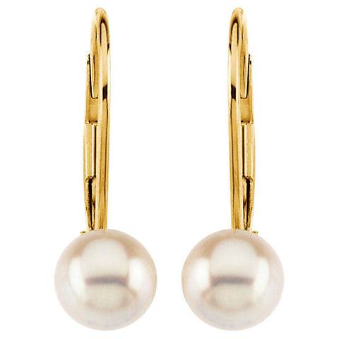 Earrings > Back > Lever > Pearl > Cultured > Akoya > Round > 7mm