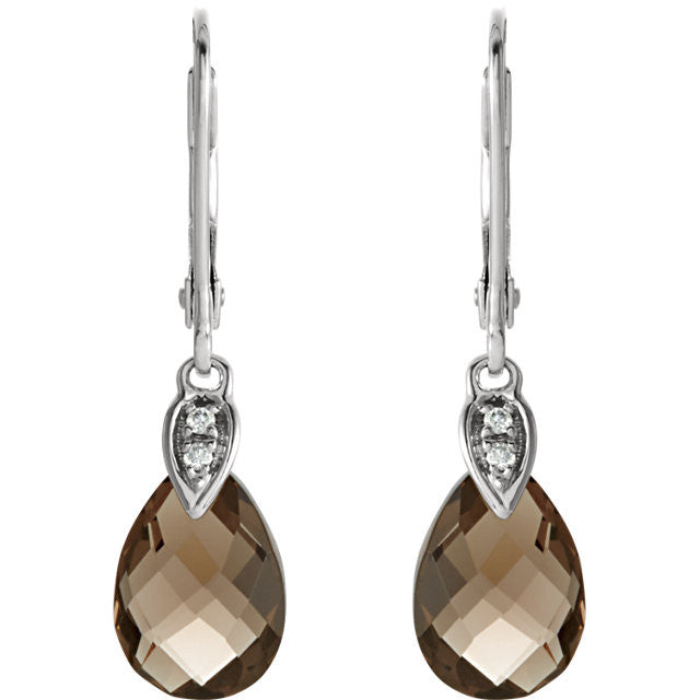Earrings > Diamond > .025 CTW > & > Quartz > Smoky