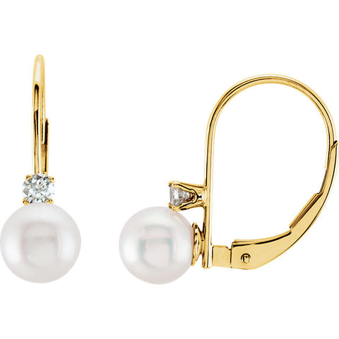 Earrings > Back > Lever > Pearl & Diamond > Cultured > Akoya