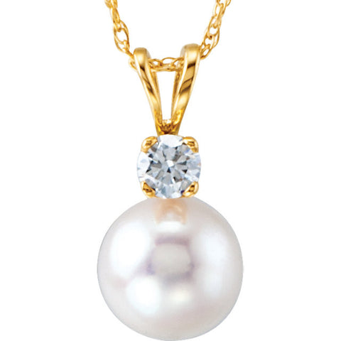 Necklace > Pearl & Diamond > Cultured > Akoya