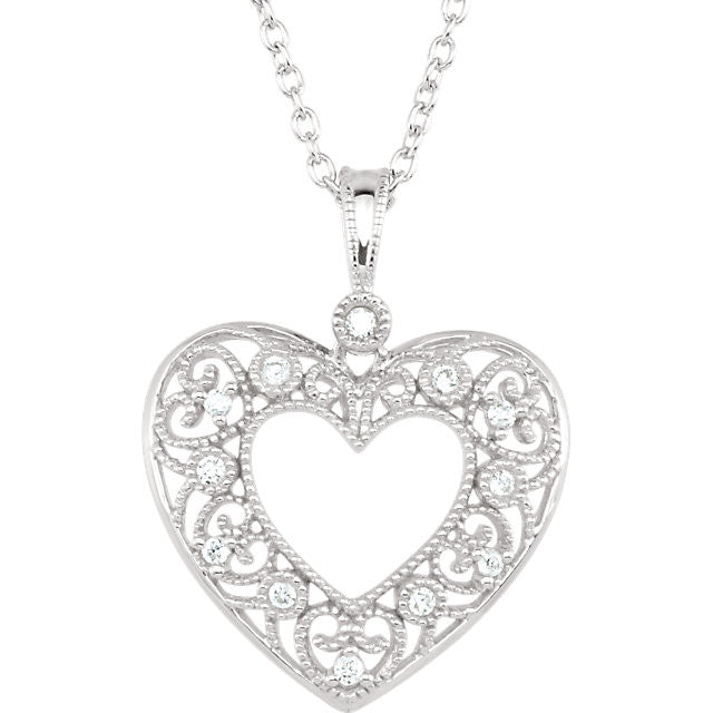 Necklace > 18" > Heart > Diamond > 1/10 CTW
