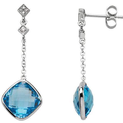 Earrings > Diamond > .05 CTW > & > Topaz > Blue > Swiss