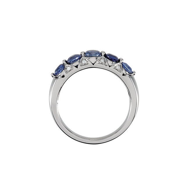 Ring > Diamond > .03 CTW > & > Sapphire > Blue > Ceylon