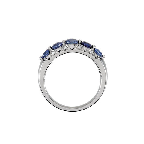 Ring > Diamond > .03 CTW > & > Sapphire > Blue > Ceylon