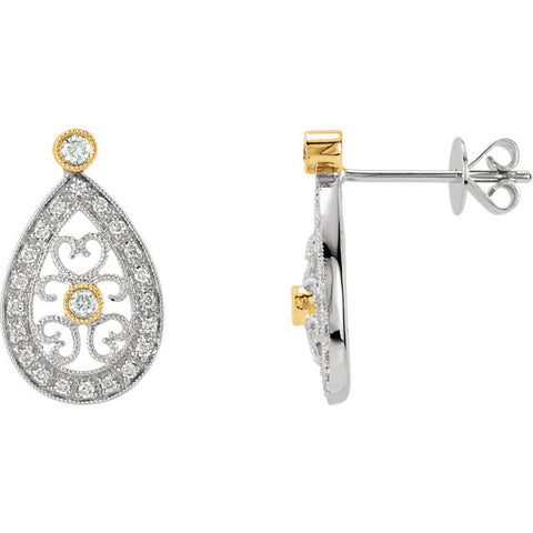 Earrings > Filigree > Diamond > 1/4 CTW > Two-Tone > 14kt