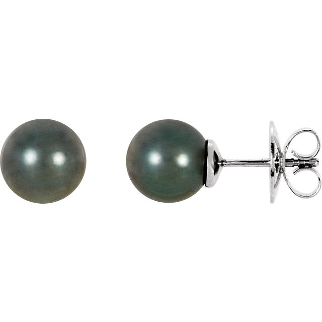Earrings > Pearl > Cultured > Tahitian > Round > 8mm
