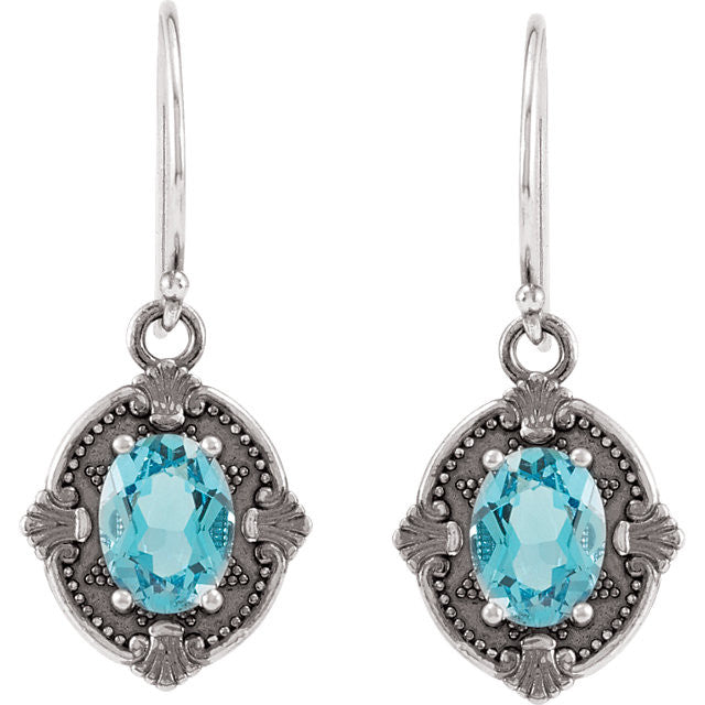 Earrings > Topaz > Blue > Swiss > Style > Victorian