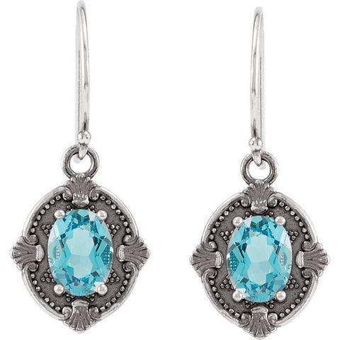 Earrings > Topaz > Blue > Swiss > Style > Victorian